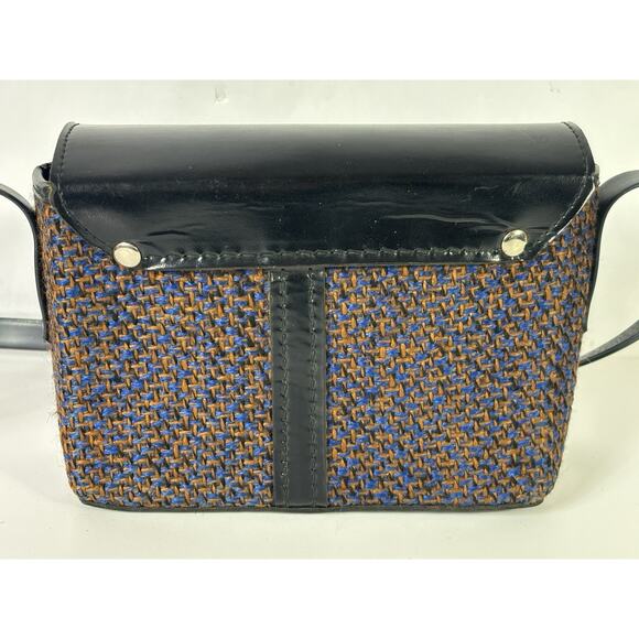 Vintage Belding California Saddle Leather Tweed Bag Crossbody Bag Purse 7x5.5" - Picture 4 of 16